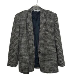 Vintage Anne Klein II Tweed One Button Blazer Made In USA 90s Size 14 Union Tag